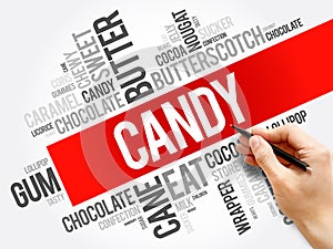 Candy word cloud collage