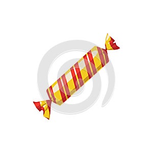 Candy in wrap flat icon. Isolated on white background. Illustration for holiday, sweet, treat or childy concept