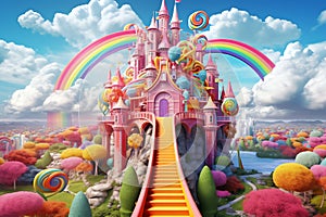 Candyland Rainbow Bridge beautiful candyland sweets fairytale background