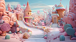 Candyland Utopia: AI-Generated Sweet Haven photo