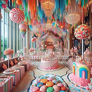 Candyland wedding The venue is transformed into a sugary paad photo