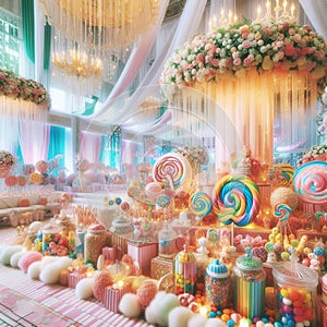 43 Candyland wedding_ The venue is transformed into a sugar par photo