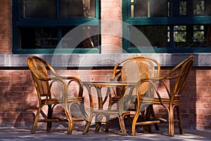 Cane chairs and cane table