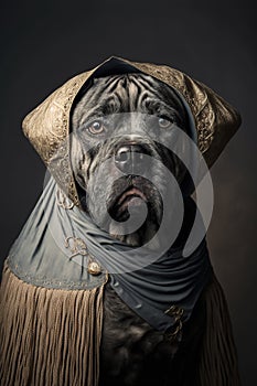 Cane corso dog in historical costume