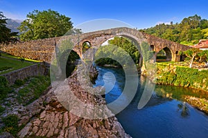 Cangas de Onis roman bridge in Asturias Spain