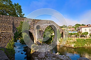 Cangas de Onis roman bridge in Asturias Spain