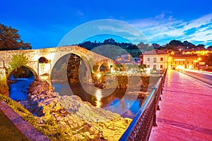 Cangas de Onis roman bridge in Asturias Spain