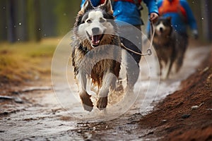 Canicross dog mushing, a fast paced race of canine athleticism