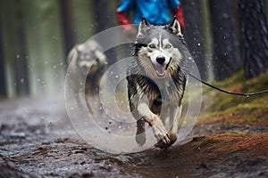 Canicross dog mushing, a fast paced race of canine athleticism