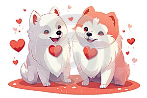 Canine Cupids: two loving pomeranians