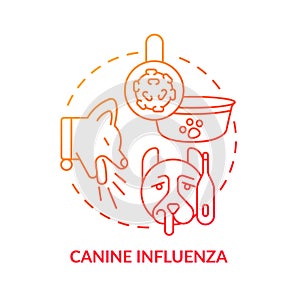 Canine influenza red gradient concept icon