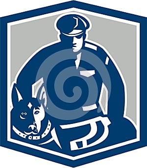 Canine Policeman With Police Dog Retro