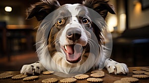 A canine standing with its head raised, looking inquisitively toward the camera