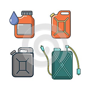 Canister icon set, cartoon style