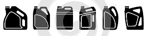 Canister icons set. Fuel tank icon. Black canister icons