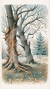 Canker is a fungal plant pathogen that causes cankers on several tree species. photo