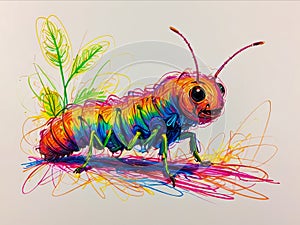 Cankerworm in chaotic wax crayon