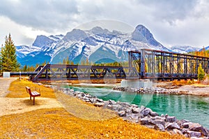 Canmore Engine Bridge Spur Line Trail Over Bow River