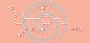 Cannabidiol CBD cannabis molecule. Has antipsychotic effects. Skeletal formula.