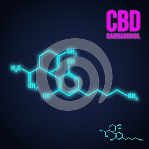 Cannabidiol formula neon icon photo