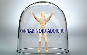 Cannabinoid addiction can separate a person from the world and lock in an isolation that limits - pictured as a human figure
