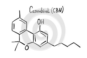 Cannabinol Molecule Formula Hand Drawn Imitation Icon