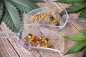 Cannabis dried flower and medical marijuana pills