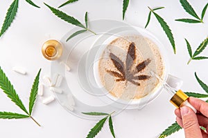 Cannabis hemp cbd coffee latte