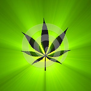 Cannabis leaf symbol glowing flare