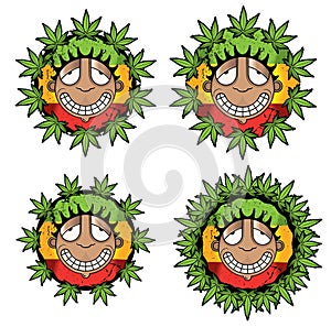 Cannabis marijuana happy smiling rastafarian guy illustration