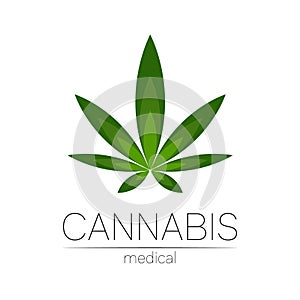 Cannabis vector logotype for medicine and doctor. Medical marijuana symbol. Pharmaceuticals with plant and leaf for