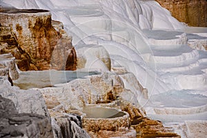 Cannary spring terrace are formed by hot water photo