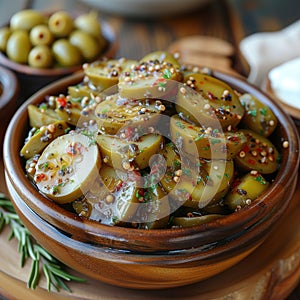 canned cucumbers slices in a plate