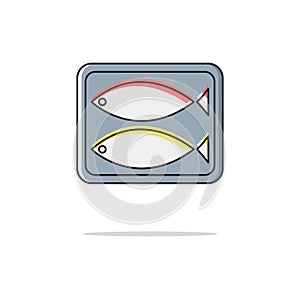 Canned fish color thin line icon.Vector illustration