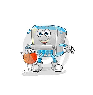 Canned fish dribble basketball character. cartoon mascot vector