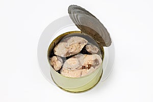 Canned fish in an iron can