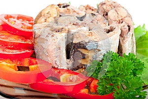Canned fish with vegetables