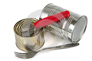 Canned food and fork