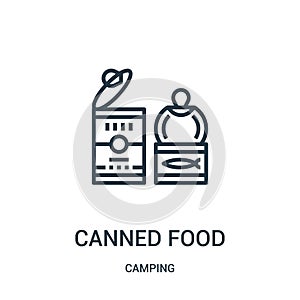 canned food icon vector from camping collection. Thin line canned food outline icon vector illustration. Linear symbol