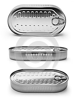 Canned food isolated on white