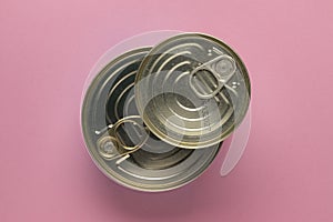 Canned food, top view.