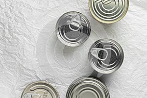 Canned food, top view.
