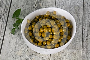 Canned Green peas in the bowl