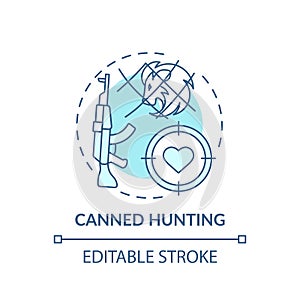 Canned hunting turquoise concept icon