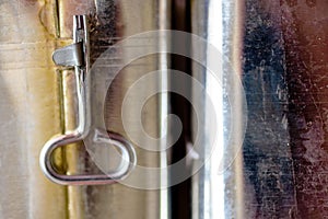 Canned meat food cans background close up