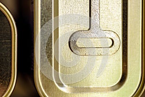 Canned meat food cans background close up