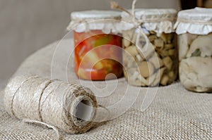 Canned mushrooms, lecho and other home-made canned food