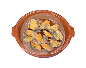 Canned mussels photo
