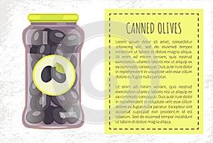 Canned Olives Preserved Food in Glass Jar Vector