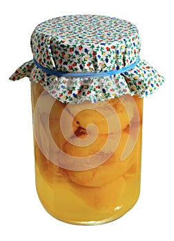 Canned peaches jar